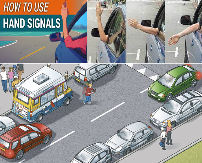 vehicle drivers hand signals to other road users and traffic controllers in Malaysia